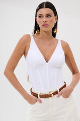 FREE SPIRIT SLEEVELESS CORSET TOP IN WHITE