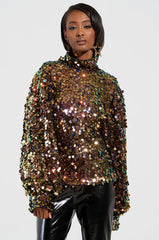PARTY STARTER SEQUIN LONG SLEEVE BLOUSE