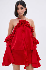CHIC AF RUFFLE MINI DRESS IN RED
