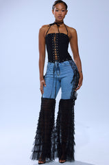 CAN'T DECIDE TULLE AND LACE DENIM JEANS