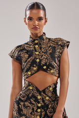 KAYLA BROCADE LONG SLEEVE BLOUSE