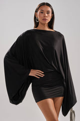 DIANA DRAPED MINI DRESS IN BLACK