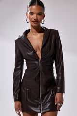 BRING ME LUCK PU BLAZER DRESS