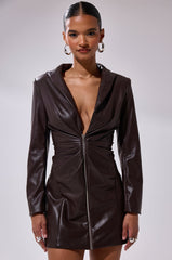 BRING ME LUCK PU BLAZER DRESS