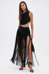 GINA SINGLE SHOULDER FRINGE TOP