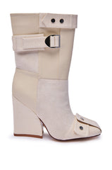 AZALEA WANG ALLONA BONE CHUNKY SQUARE TOE BOOT