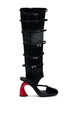 AZALEA WANG ANDRIUS BLACK WITH RED HEEL GLADIATOR SANDAL