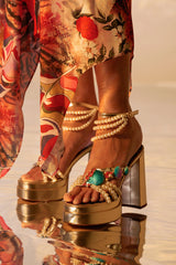 AZALEA WANG ARLETH GOLD SANDAL