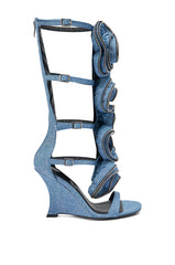 AZALEA WANG ATLANTIC DENIM GLADIATOR WEDGE