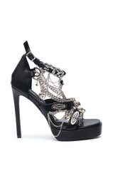 AZALEA WANG BEREN BLACK HARDWARE EMBELLISHED SANDAL