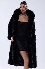 BERLIN HOODED FAUX FUR IN BLACK