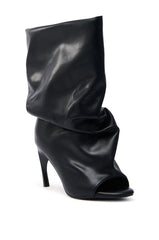 AZALEA WANG CLASSIE BLACK OPEN TOE BANANA HEEL BOOTIE