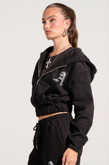 DEXTRA ZIP UP HOODIE WITH RHINESTONE DETAIL