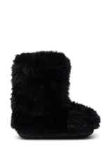 AZALEA WANG DIPA BLACK FUR FLAT BOOTIE