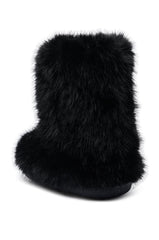 AZALEA WANG DIPA BLACK FUR FLAT BOOTIE