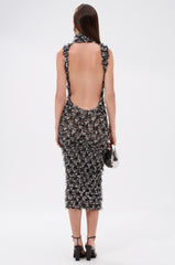 NEXT UP SHREDDED MESH MIDI DRESS