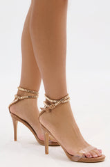 AZALEA WANG ELLYIE TAN RHINESTONE STRAP SANDAL