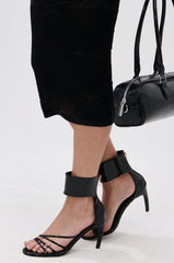 AZALEA WANG FAWZI BLACK BANANA HEEL CUFFFED SANDAL