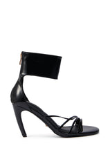 AZALEA WANG FAWZI BLACK BANANA HEEL CUFFFED SANDAL