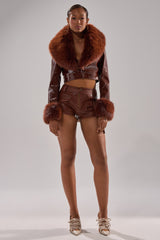 GISELE FUR TRIM MOTO IN PATENT