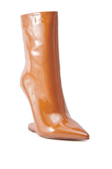 AZALEA WANG GLACIELLE PATENT NUDE WEDGE BOOTIE