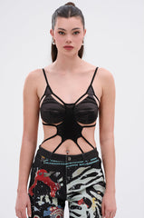 RISKY MOVES CUTOUT SLEEVELESS BODYSUIT