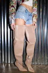 AZALEA WANG HALINA KHAKI THIGH HIGH BOOT
