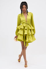 ARIANA SATIN RUFFLED MINI DRESS