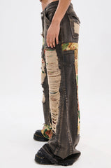 BRIGETTE DISTRESSED JEANS WITH JACQUARD DETAIL