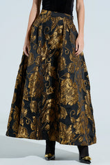 IN THE WILD FLORAL BROCADE MAXI SKIRT