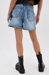 JAYDA CROSS DETAILED DENIM SHORT
