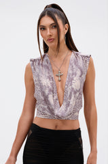 LEAH SNAKE COWL NECK BLOUSE