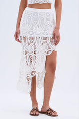 ASYMMETRICAL CROCHET PAISLEY MIDI SKIRT