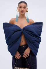 PADDED DENIM BOW TOP