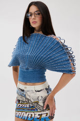 DENIM ON DENIM BLOUSE