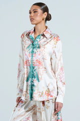 FLORAL GARDEN OVERSIZED SATIN BLOUSE