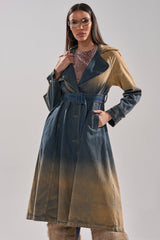 ACID WASHED DENIM TRENCH