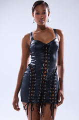 INTO THE NIGHT PU MINI DRESS