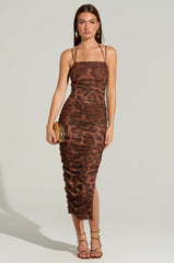 ISLA LEOPARD PRINT MIDI DRESS