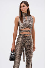 LOVE ME HARDER MOCKNECK SNAKE BLOUSE