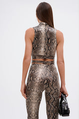 LOVE ME HARDER MOCKNECK SNAKE BLOUSE