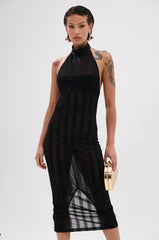CAN'T FORGET ME SATIN MESH MIDI DRESS