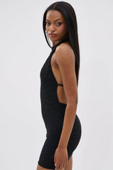 ON THE MOVE BODYCON MINI DRESS IN BLACK