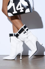AZALEA WANG SHANELLA WHITE DENIM BOOTIE