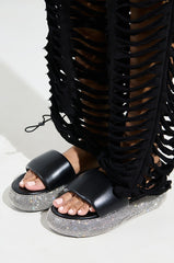AZALEA WANG SWITZERLAND BLACK RHINESTONE SANDAL