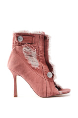 AZALEA WANG TANDY RED STILETTO OPEN TOE BOOTIE