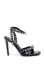 AZALEA WANG VASKO BLACK SPIKE EMBELLISHED SANDAL