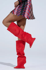 AZALEA WANG VINCENT RED OPEN TOE WEDGE BOOT