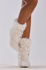 AZALEA WANG VITYA IVORY FUR BOOTIE