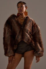 NATURAL INSTINCTS HOODED FUR BOMBER
